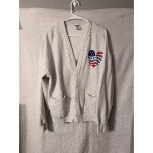 Jerzees Gray Vintage Cardigan Men's OSFM Heart Of America Championships Pockets